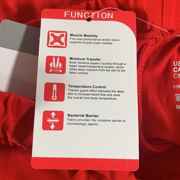 Yoga Running Workout Shorts Tankoo Athletic Elastic Waist Red - Women's size M - Picture 7 of 7